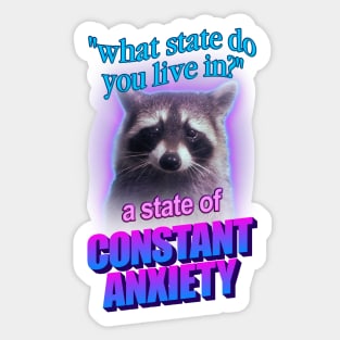 Anxiety Raccoon Meme Sticker